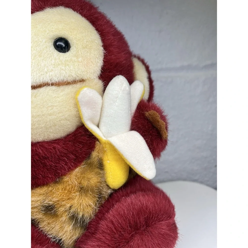 NWT Banana Chitan Sekiguchi Monchhichi Monkey Plush Dark‎ Red Burgundy 1991